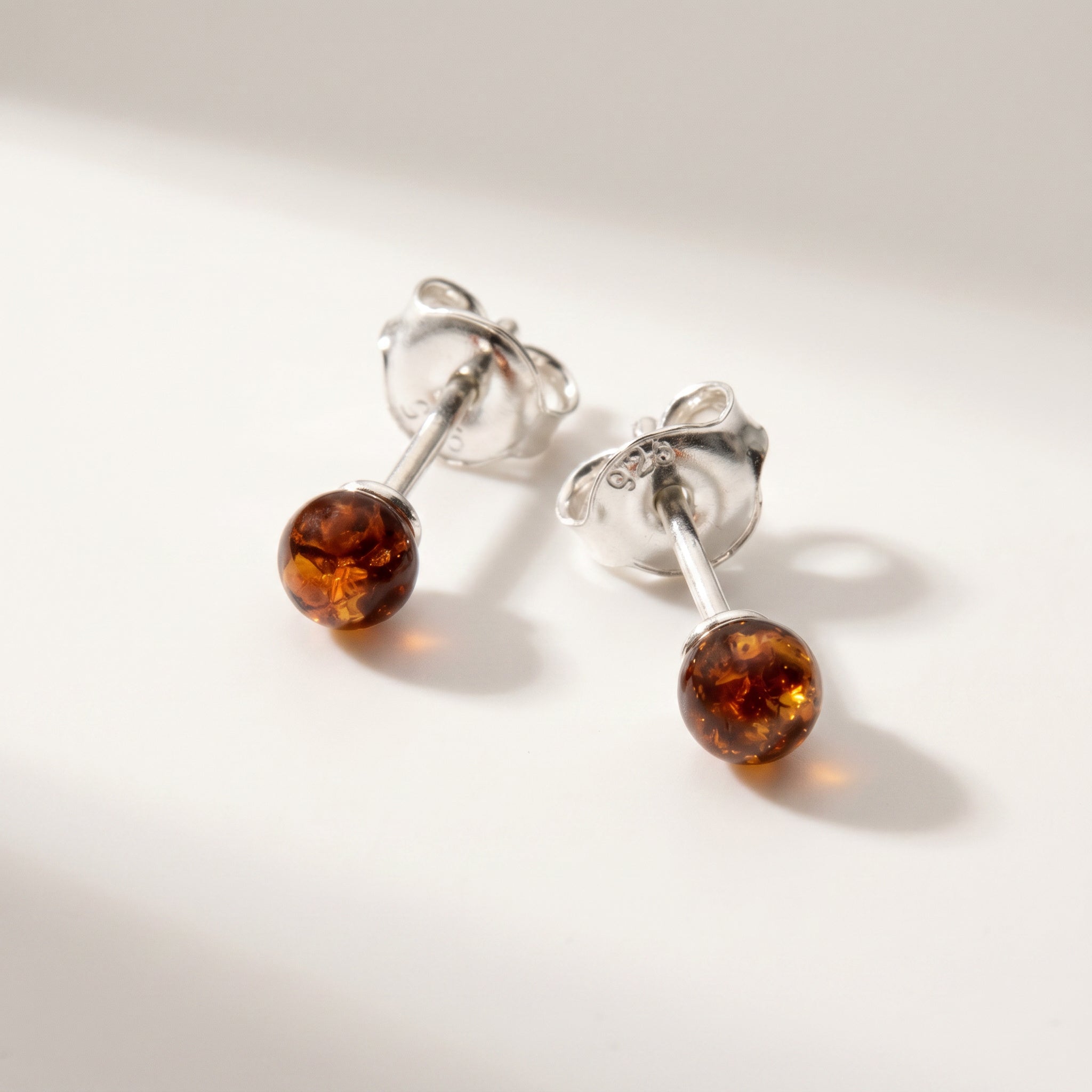Amber Glow Cognac 925 Silver Studs|Purplee Store